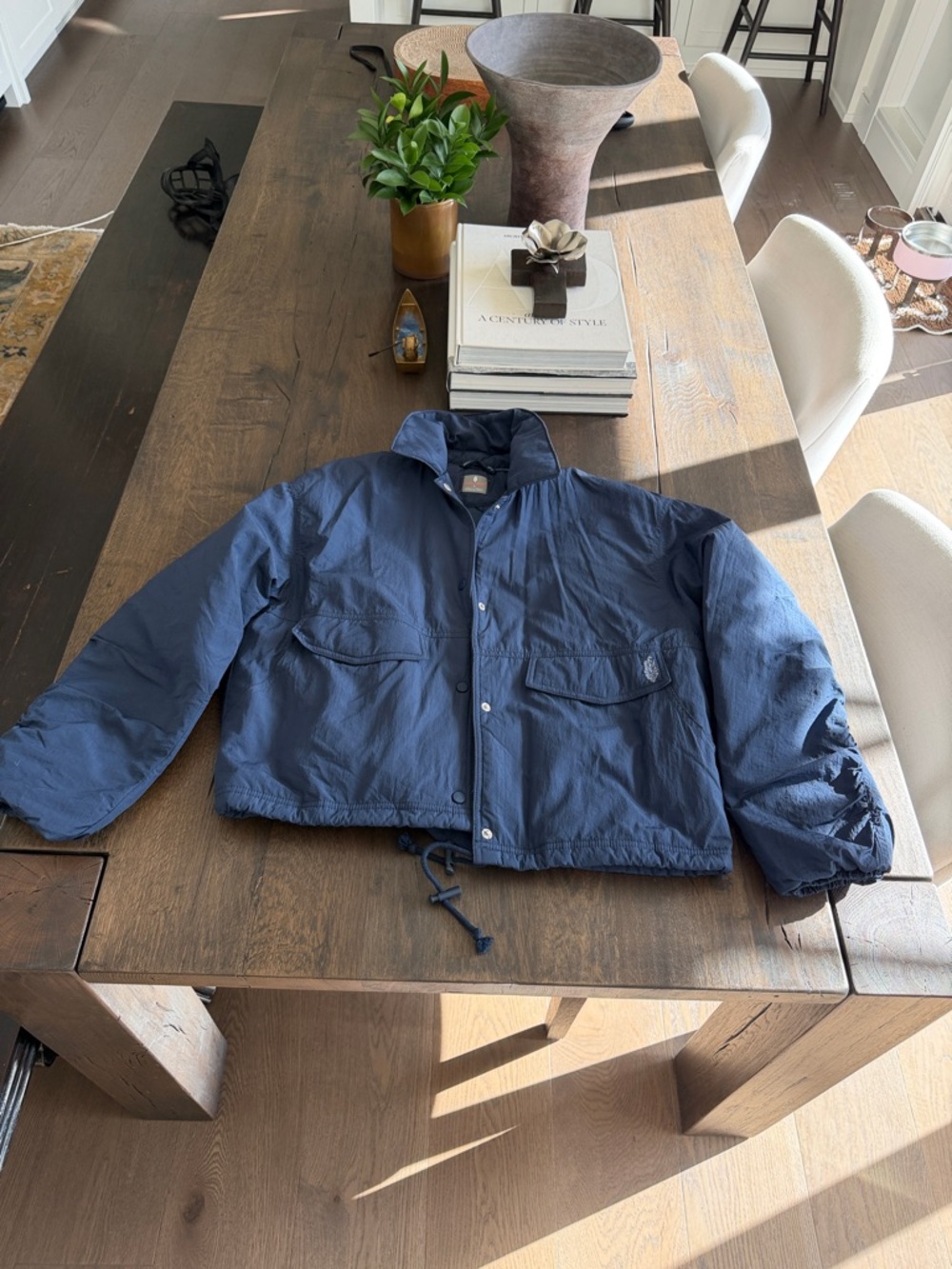 Free people Navy Cropped Puffer Jacket